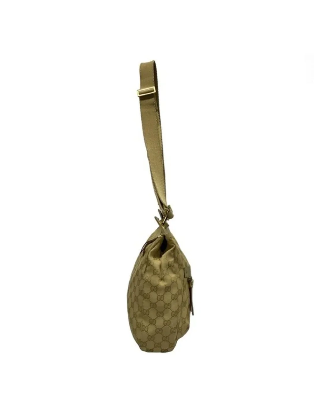★SOLD★ Gucci Shoulder Bag GG Pattern Beige Green Leather - Picture 2 of 12